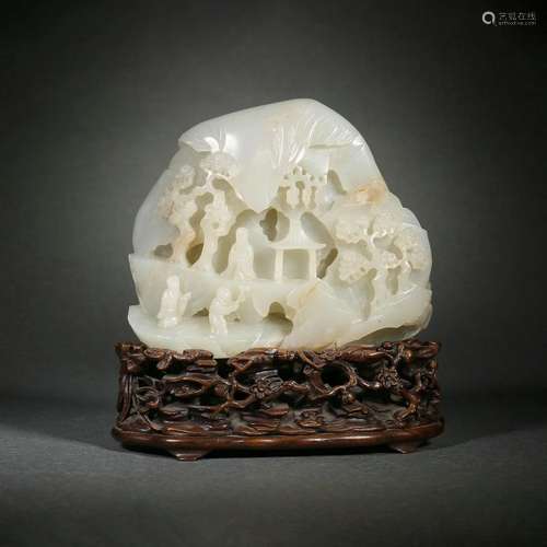 Carved Hetian Jade Scholar Boulder