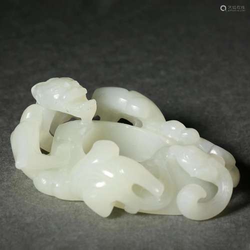 Carved White Jade Chilong Dragon