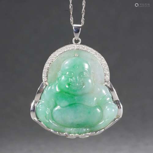 Carved Jadeite Maitreya Pendant