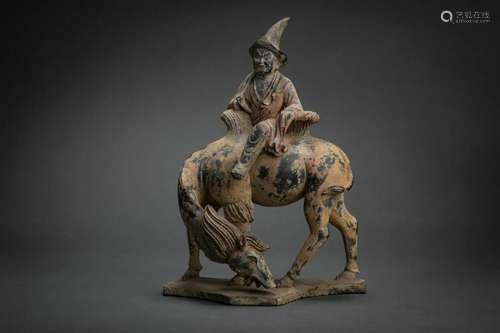 Carved Pottery Figure Riding Horse