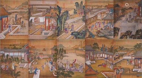 Leng Mei, Chinese Landscape Painting Screens