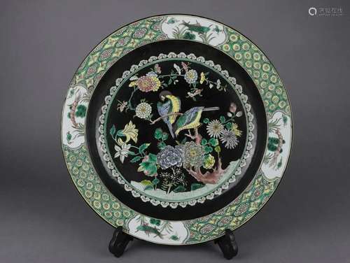 Sancai Glaze Flower and Bird Plate