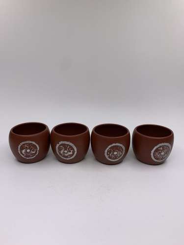 A Set Chinese Yixing Zisha Clay Handmade Exquisite Cups    4...