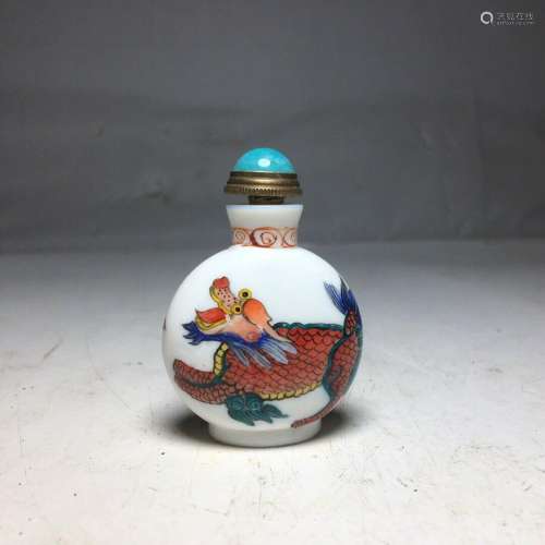 Chinese Old Beijing Glass Handmade Exquisite Snuff Bottle 58...