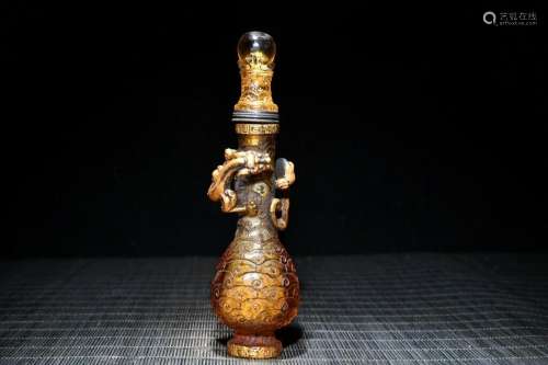 Chinese Old Beijing Glass Handmade Exquisite Snuff Bottle 27...