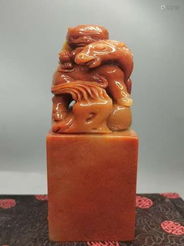 Chinese Natural Shoushan Stone Hand carved Exquisite Seal 78...