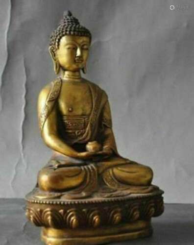 Old Tibetan Buddhism Brass Gilt Medicine Buddha Sakyamuni Sh...