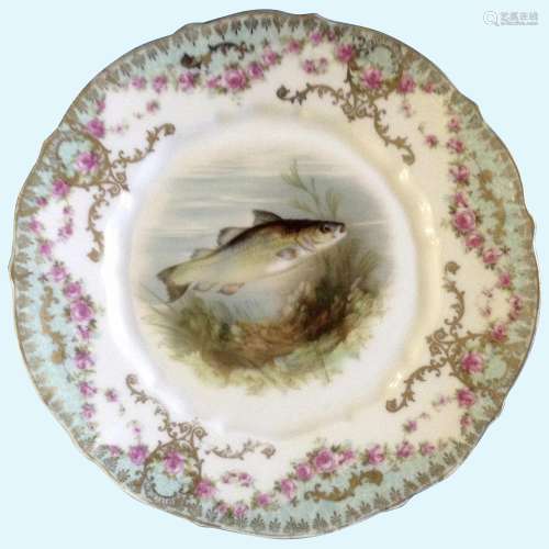 Antique Fish Luncheon Plate Carl Tielsch CT Germany Porcelai...