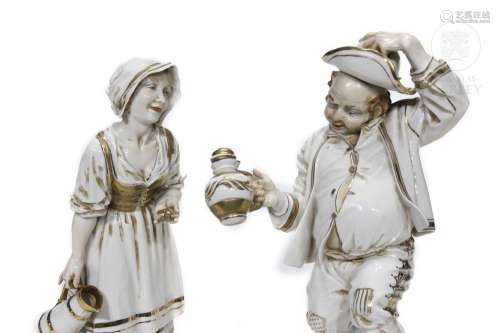 Pair of figures from Algora "Water carriers", 20th...