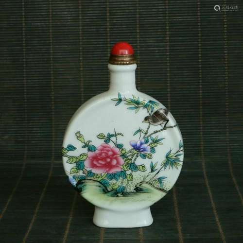 Chinese Porcelain Handmade Painting Flower & Bird Snuff ...