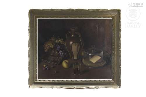 Jose Rosales Arostegui (1924) "Cheese and grapes",...