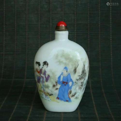 Chinese Porcelain Handmad Paintin personage Snuff bottle 730...