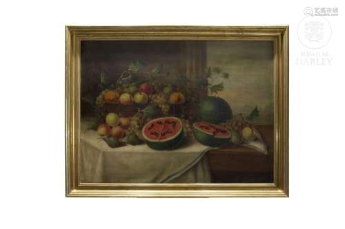José María Corchón (XIX) "Fruit Still Life", ca. 1...