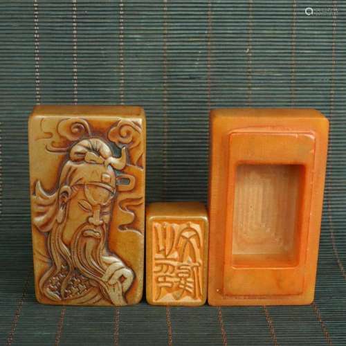 Chinese Natural Shoushan stone Hand-carved Exquisite Seal 83...
