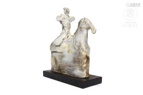 Terracotta figure "Woman on horseback", 20th centu...