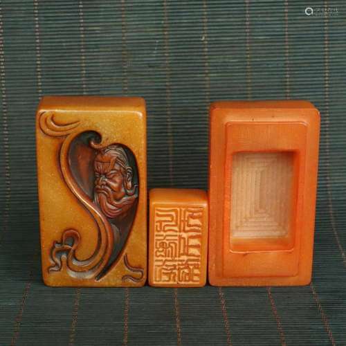Chinese Natural Shoushan stone Hand-carved Exquisite Seal 43...