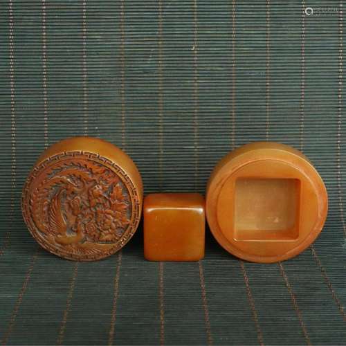 Chinese Natural Shoushan stone Hand-carved Exquisite Seal 22...