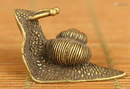 Rare Asian bronze hand casting snail statue netsuke table de...