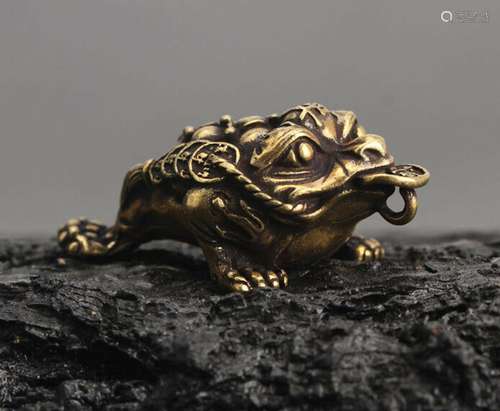 Chinese Collection old Asian Brass Three feet Toad Exquisite...