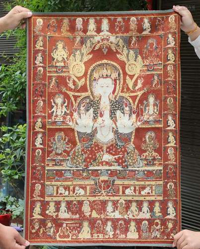 36" Tibet Buddhism Silk Cloth Namgyalma Ushnishavijaya ...