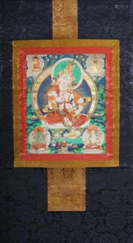 A Tibetan Thangka Depicting Jambhala