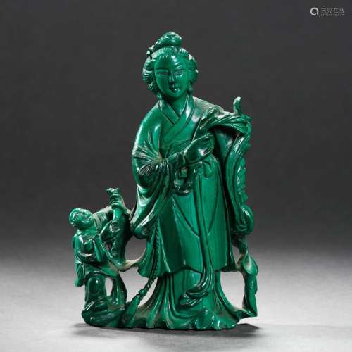 A Carved Malachite Standing Figure