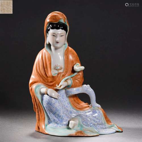 A Famille Rose Seated Guanyin