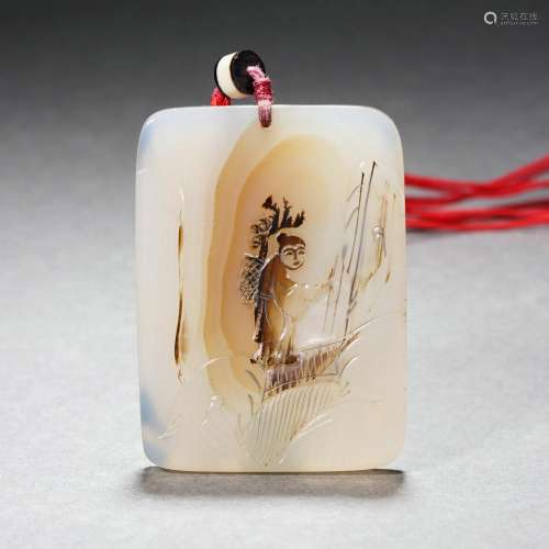 A Carved Agate Pendant