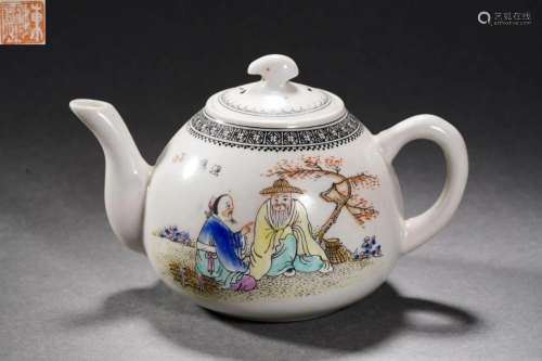A Familie Rose Figural Story Teapot
