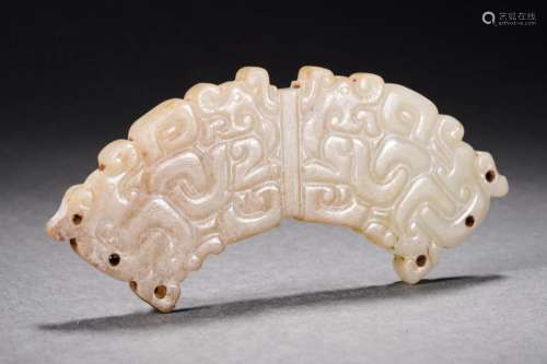A Carved White Jade Decoration Huang
