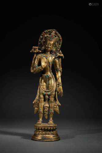 A Bronze-gilt Standing Avalokitesvara