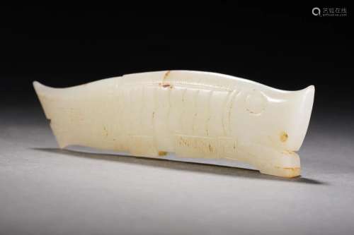 A Carved White Jade Fish