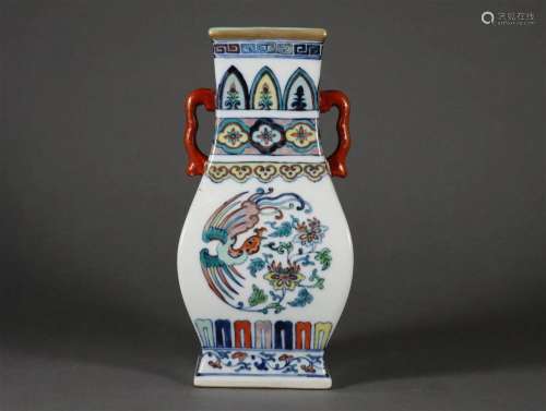 A Doucai Glazed Dragon and Phoenix Vase