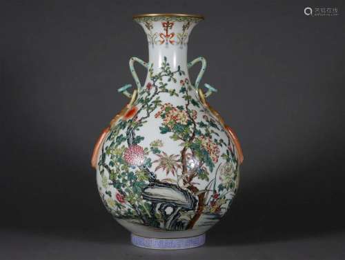 A Famille Rose Vase Yuhuchunping