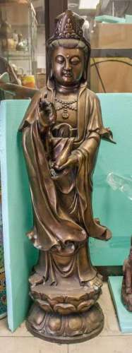 Chinese Large Bronze Guanyin Ming Xuande Mark