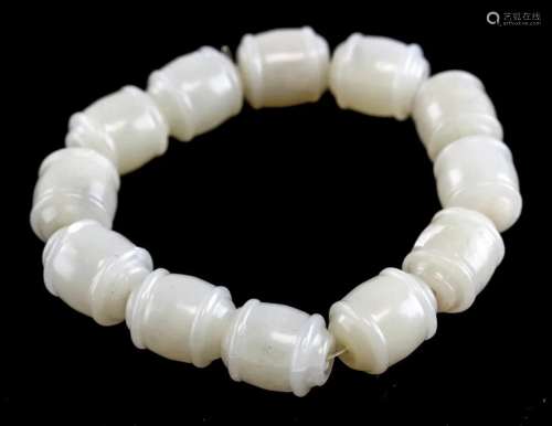 Chinese White Carved Hardstone Bracelet
