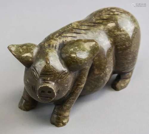 Chinese Carved Jade Happy Pig