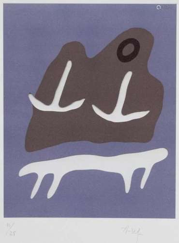 German-French Linocut on Paper Signed ARP 10/25