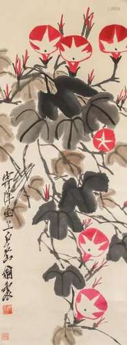 Chinese Watercolor on Scroll Qi Baishi