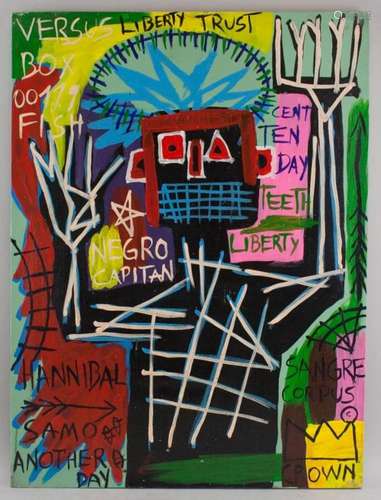 American Oil on Canvas Signed Jean-Michel Basquiat