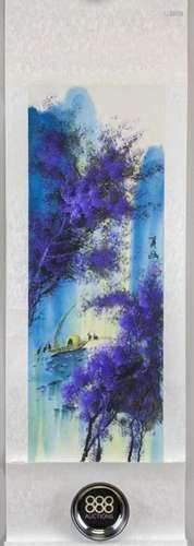 Chinese Watercolor Scroll Signed