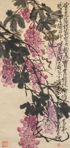 Chinese Watercolor on Scroll Wu Changshuo