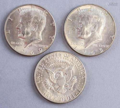 Lot of Three American Silver Kennedy Half Dollar