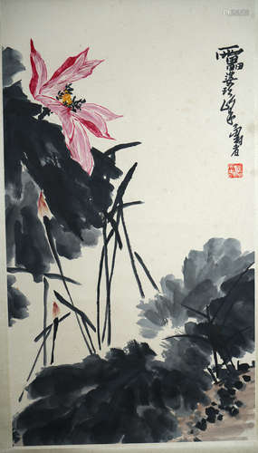 A Chinese Flowers Painting, PAN TIANSHOU Mark