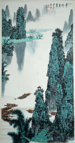 A CHINESE LANDSCAPE PAINTING, BAI XUESHI Mark