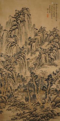 A CHINESE LANDSCAPE PAINTING, WANGFU Mark