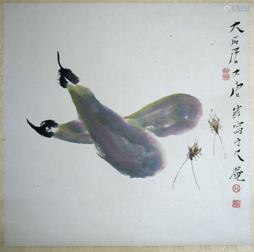 A CHINESE EGGPLANT PAINTING,TANGYUN Mark
