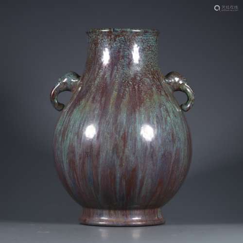 QIANLONG  RU-TYPE MADE VASE WITH DRAGON HANDLES