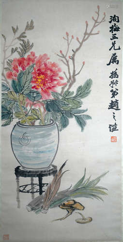 A CHINESE FLOWERS PAINTING, ZHAO ZHIQIAN MARK