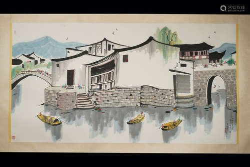 A CHINESE PAINTING OF LANDSCAPE,WU GUANZHONG Mark